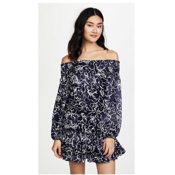 MISA LOS ANGELES Darla Off the Shoulder Floral Ruffle Mini Dress, Size Medium - Picture 1 of 12